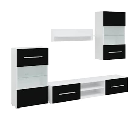 vidaXL Mueble de Pared 5 UDS Gabinete TV con Iluminación LED Color