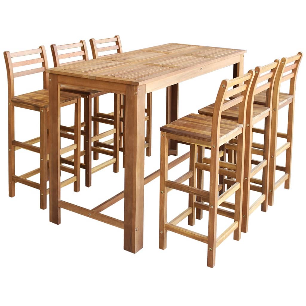 vidaXL Set masă cu scaune de bucătărie din lemn de salcâm, 7 piese poza 2021 vidaXL
