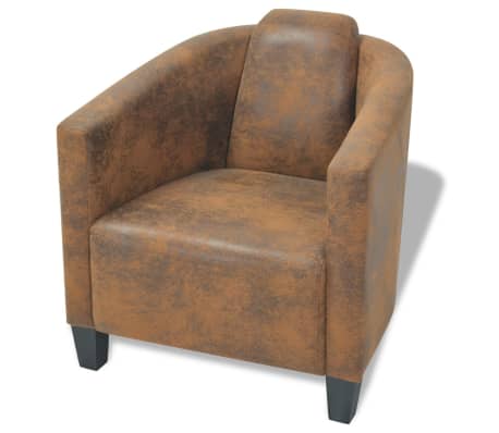 vidaXL Poltrona Cubo Relax Elegante Imbottita Seggiola Cabriolet Divanetto a Pozzetto Telaio Legno Rivestita in Similpelle Marrone