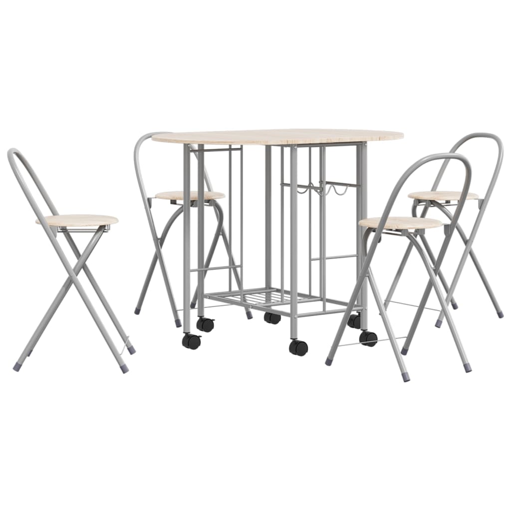 vidaXL Set masă și scaune de bucătărie pliabile din MDF, 5 piese vidaXL