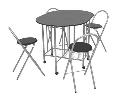 Vidaxl Folding Dining Set Five Pieces Mdf Black Collapsible Kitchen Furniture - Folding Dining Table And Chairs Set Black Vidaxl Folding Dining Set Five Pieces Mdf Black Collapsible Kitchen Furniture - Folding Dining Table And Chairs Set Black