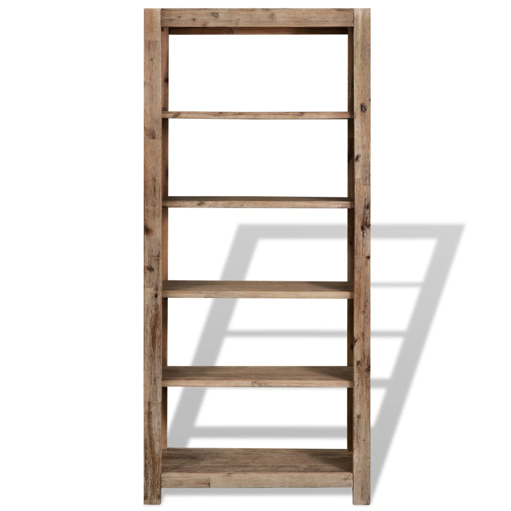 vidaXL 5-Tier Bookcase Solid Acacia Wood 80x30x180 cm