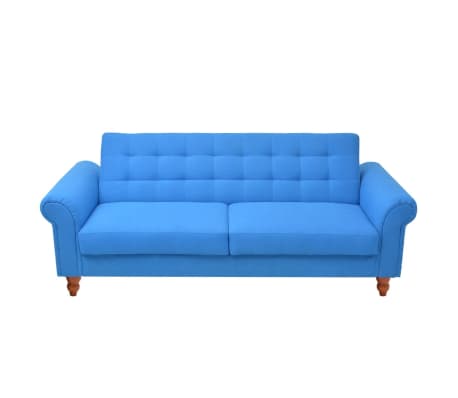 vidaXL Kavč z ležiščem blago modre barve