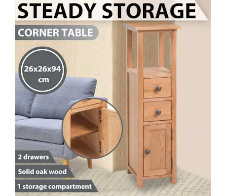 Vidaxl Solid Oak Wood Corner Cabinet Brown Bathroom Shelf Cupboard Tower Unit 8718475528067 Ebay