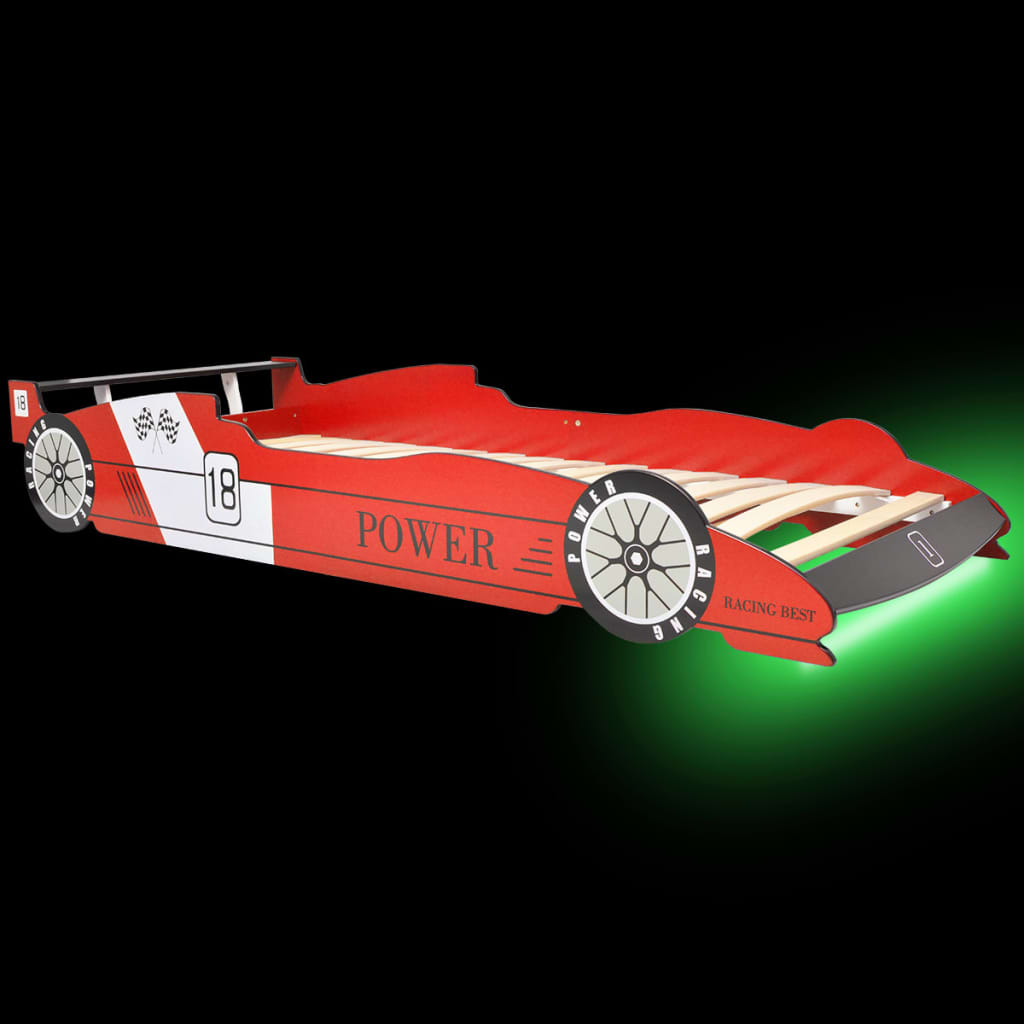 vidaXL Kinder raceauto bed met LED-verlichting 90x200 cm rood