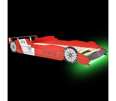 vidaXL Lastensänky LED-valolla kilpa-auto 90x200 cm Punainen