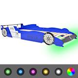 vidaXL Cama carro de corrida LED para crianças 90x200 cm azul