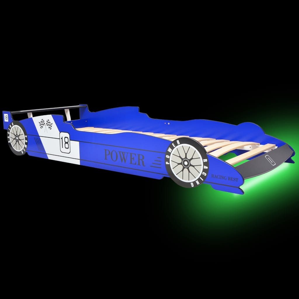 vidaXL Kinder raceauto bed met LED-verlichting 90x200 cm blauw