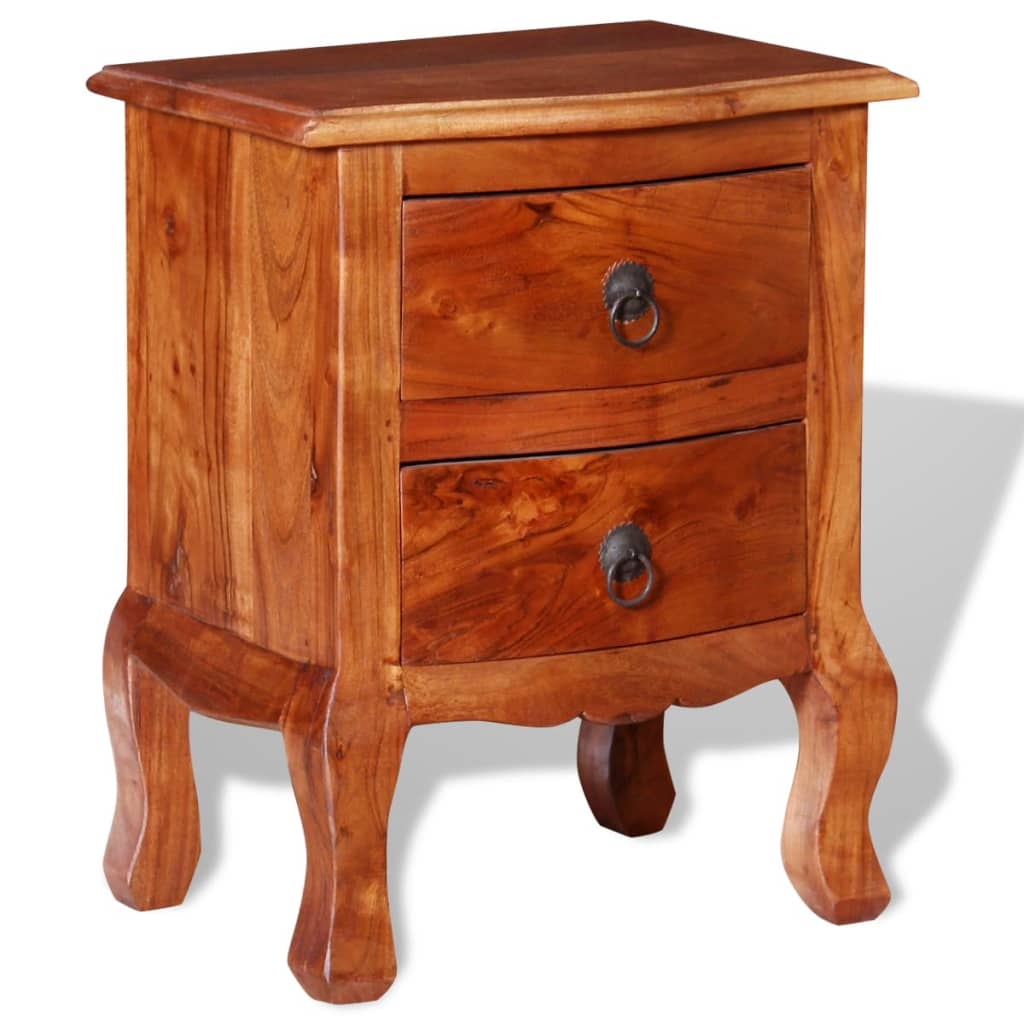 Image of vidaXL Nightstand with Drawers Solid Acacia Wood