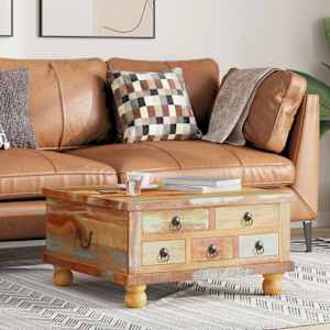 Klubska mizica iz predelanega lesa 70x70x38 cm