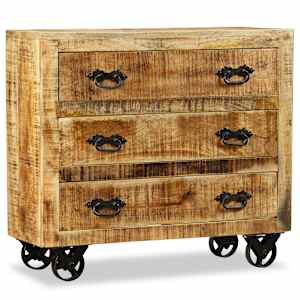 vidaXL Perdirbtos medienos spintelė su 3 stalčiais, mango mediena