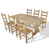 vidaXL Table et chaises de salle à manger massives 7 pièces Teck