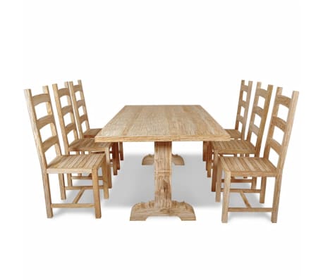 vidaXL Sedmidílný jídelní set stolu a židlí masivní teak