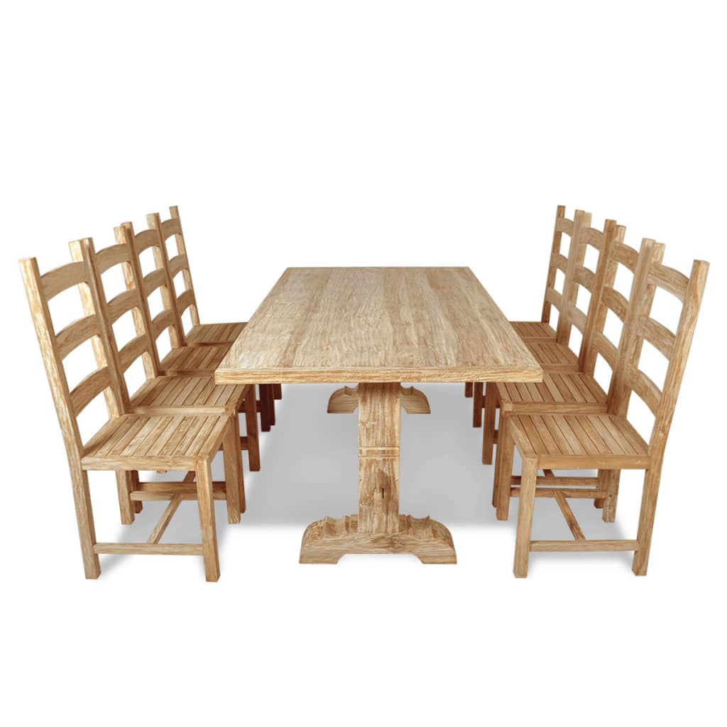 vidaXL Table et chaises de salle à manger massives 9 pièces Teck