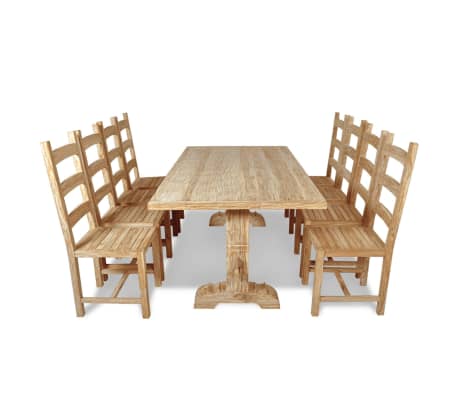 vidaXL Nine Piece Massive Dining Table and Chair Set Teak