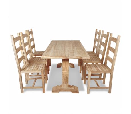 vidaXL Seven Piece Massive Dining Table and Chair Set Teak