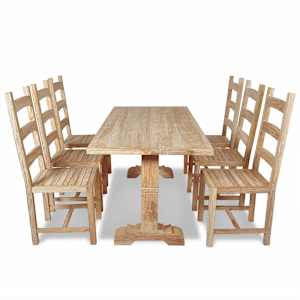 vidaXL Трапезен комплект от 7 части, тиково дърво