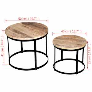 2 konferenční stolky hrubé mangovníkové dřevo kulaté 40cm/50cm - obrázek 7