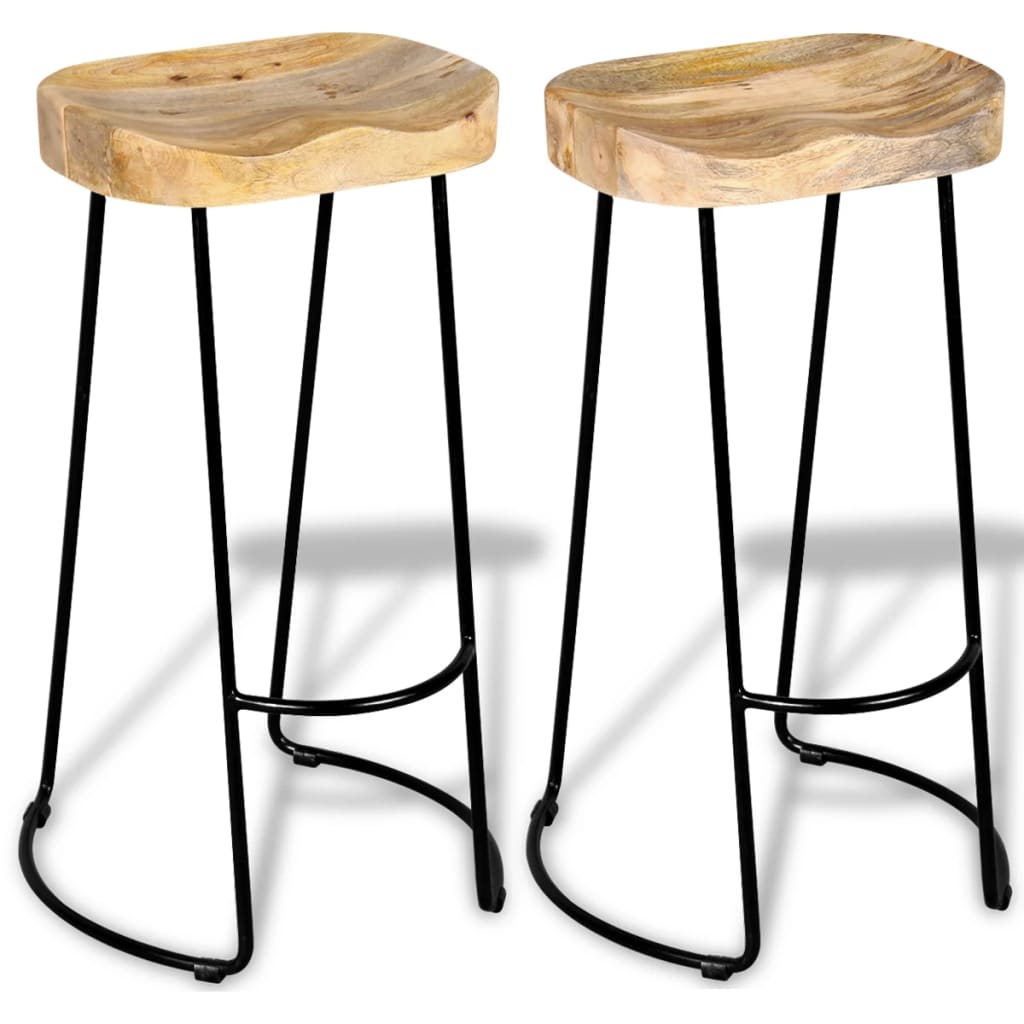 Barové stoličky 2 ks masivní mangovníkové dřevo
