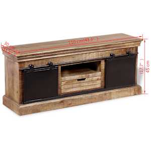 TV stolek s 2 posuvnými dvířky mangovníkové dřevo 110x30x45 cm - obrázek 10