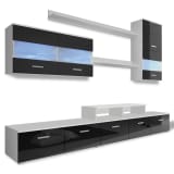 vidaXL TV vienība ar LED, 7 gab., 250 cm, spīdīgi melns