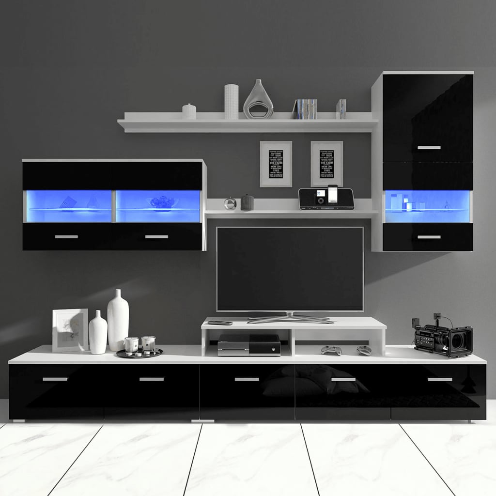 VidaXL - vidaXL TV-meubels 7-delig met LED 250 cm hoogglans zwart