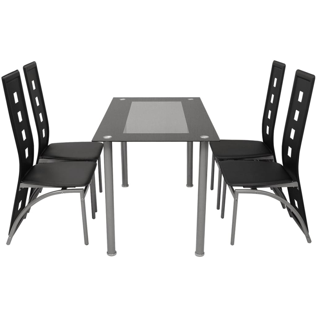 vidaXL Five Piece Dining Set Black