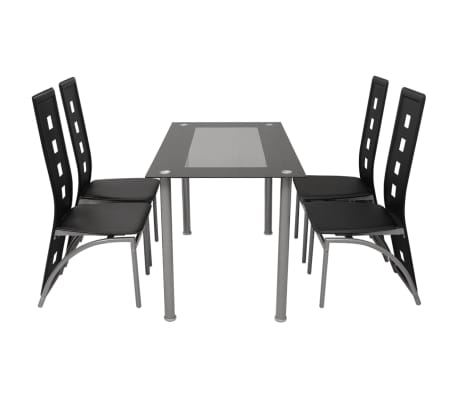 vidaXL Five Piece Dining Set Black