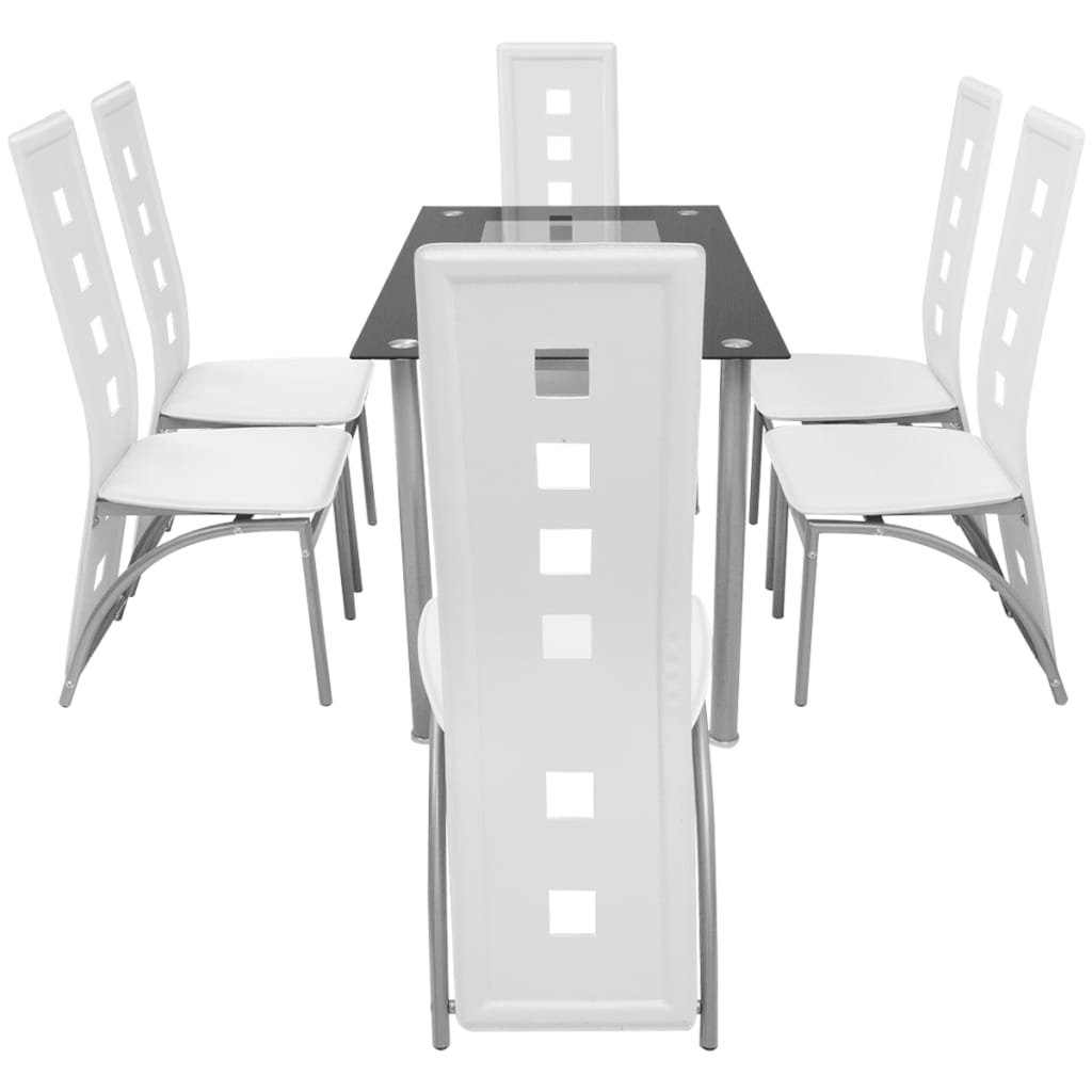 vidaXL Seven Piece Dining Set White