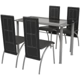 vidaXL Five Piece Dining Set Black