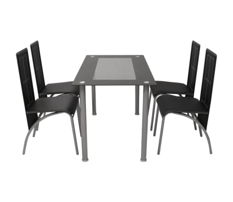 vidaXL Five Piece Dining Set Black