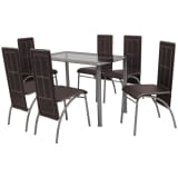 vidaXL Seven Piece Dining Set Brown