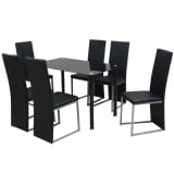 vidaXL Seven Piece Dining Set Black
