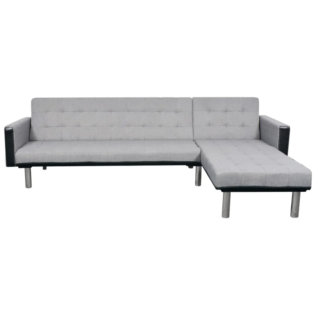 vidaXL Sofa Bed L-shaped Fabric Black and Gray