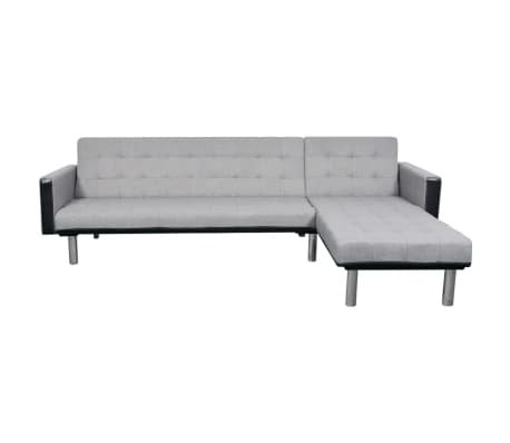 vidaXL Sofa Bed L-shaped Fabric Black and Gray