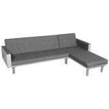 vidaXL Sofa Bed L-shaped Fabric White and Gray