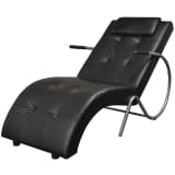 vidaXL Șezlong cu saltea, negru, piele artificială
