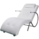 vidaXL Sillón diván con almohada de cuero artificial blanco