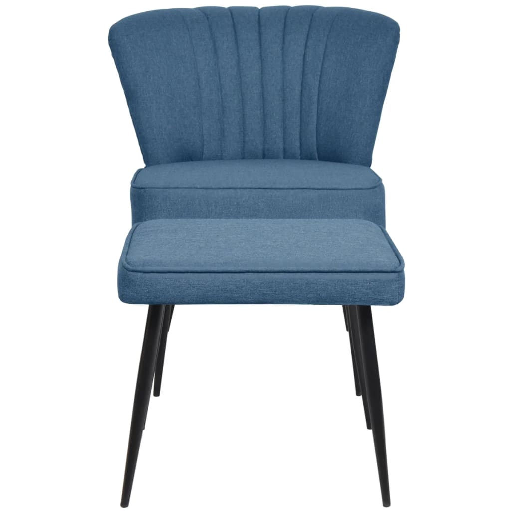 vidaXL Cocktailstoel met voetenbank stof blauw
