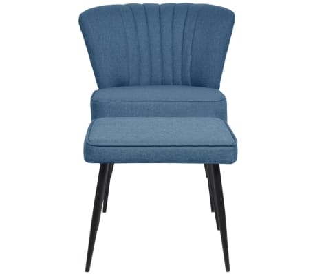vidaXL Fotel koktajlowy z podnóżkiem, niebieski, tkanina