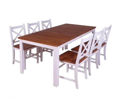 7 Tavolo E Legno Da In Vidaxl Pranzo Tavolino Seggiole Pz Sedie Sala FJu35cTlK1