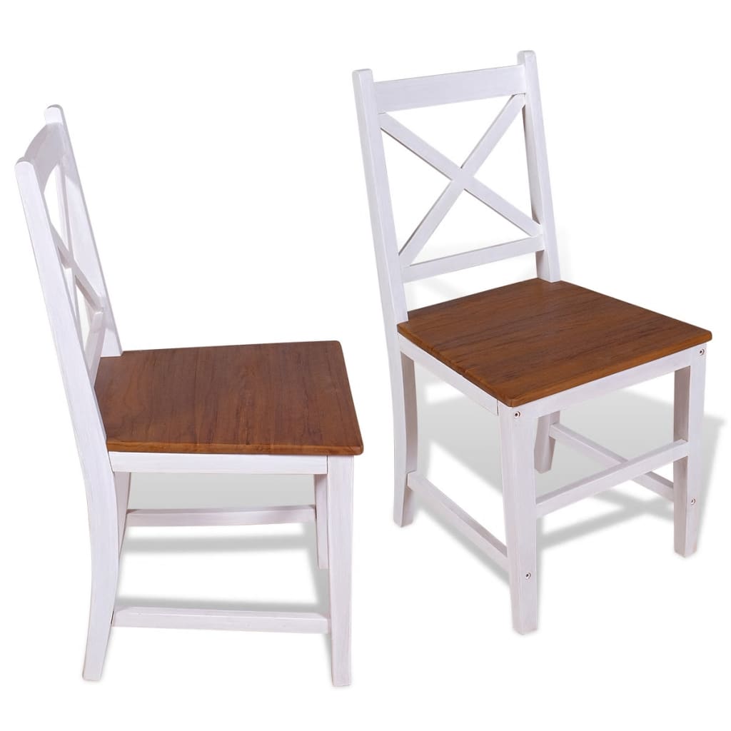 vidaXL Трапезни столове, 2 бр, тиково дърво и махагон масив