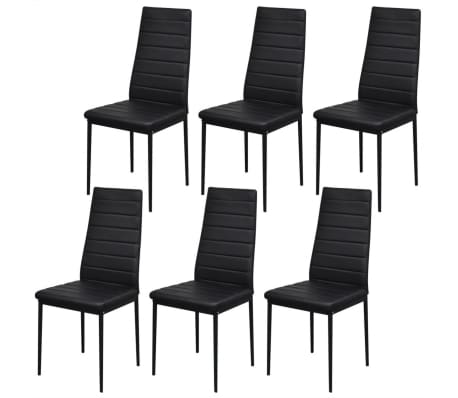 vidaXL Seven Piece Dining Table and Chair Set Black
