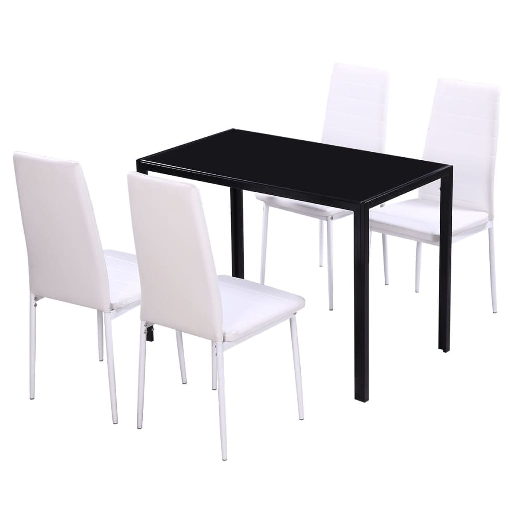 Image of vidaXL Five Piece Dining Table and Chair Set Black and White