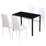 vidaXL Five Piece Dining Table and Chair Set Black and White