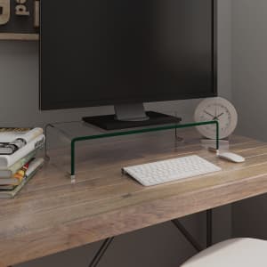 TV stolek / podstavec na monitor sklo čiré 60x25x11 cm - obrázek 1