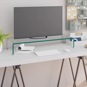 TV stolek / podstavec na monitor čiré sklo 80x30x13 cm - obrázek 1
