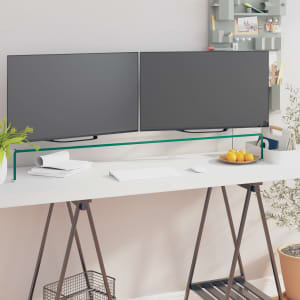 TV stolek / podstavec na monitor čiré sklo 110x30x13 cm - obrázek 1