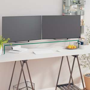 TV stolek / podstavec na monitor čiré sklo 120x30x13 cm