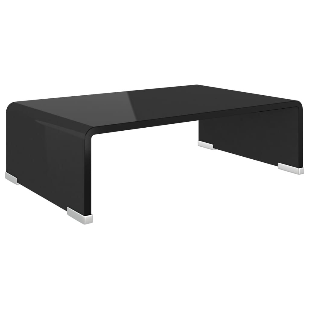 vidaXL Sklenený TV stojan/stojan pod monitor, čierny, 40x25x11 cm